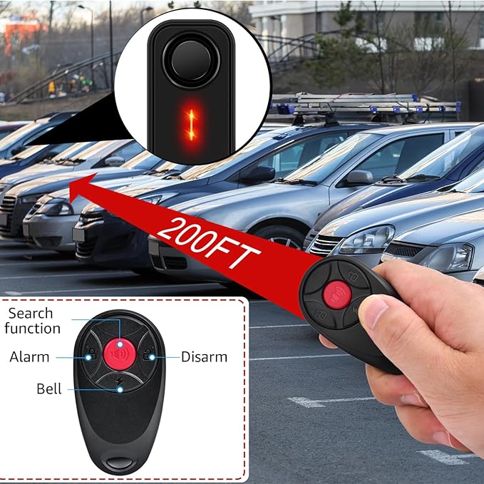 USUPERINK Car Alarm System, 113dB Fake Car Alarm, Motion Alarms for Cars Vehicle Security Alert Automotive Vibration Warning Interior Safety Red LED Light IP66 Waterproof, 4Pcs