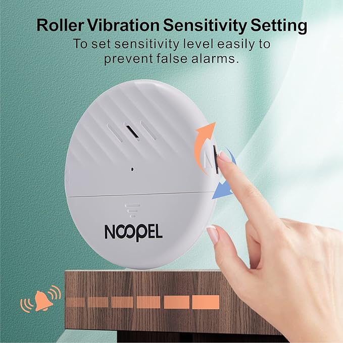 Window Alarms 5 Pack, 125dB Loud Vibration Sensors for Home Security & Glass Break Detection, with Low Battery Indicator