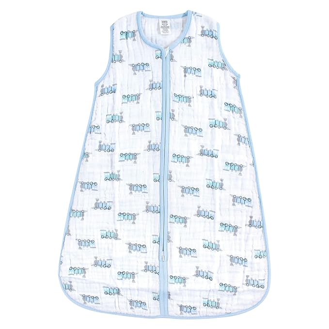Luvable Friends Unisex Baby Sleeveless Muslin Cotton Sleeping Bag, Sack, Blanket, Train Muslin, 0-6 Months