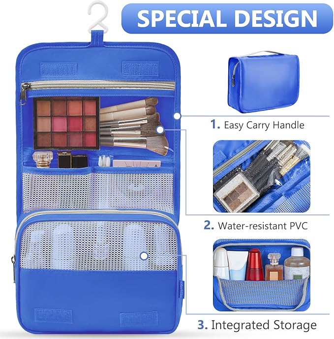 8 Set Packing Cubes for Travel, Gifts for Women Mom,Anti-Tearing Suitcase Organizer for Luggage with Shoe & Hanging Toiletry Bag,OlarHike Vacation Essentials & Accessories for Cruise Ship,Klein Blue