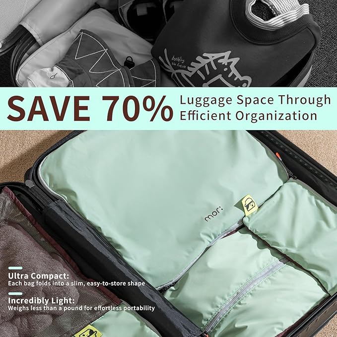 Morning Deer 5-Piece Set Packing Cubes for Travel,Hanging Luggage Storage Organizer Bags for Suitcase, Perfect for Business Trips & Vacation Organize Clothes, Shoes, Toiletries,Cosmetics & Cards
