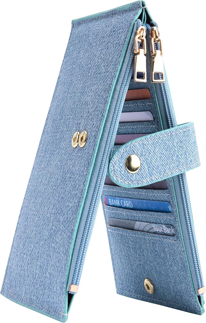 Travelambo Leather Wallets for Women Slim RFID Blocking Bifold Credit Card Holder Wallet