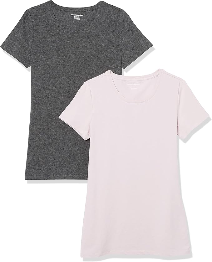 Amazon Essentials Women's Regular-Fit Short-Sleeve T-Shirt (Crewneck and V-Neck Options), Multipacks