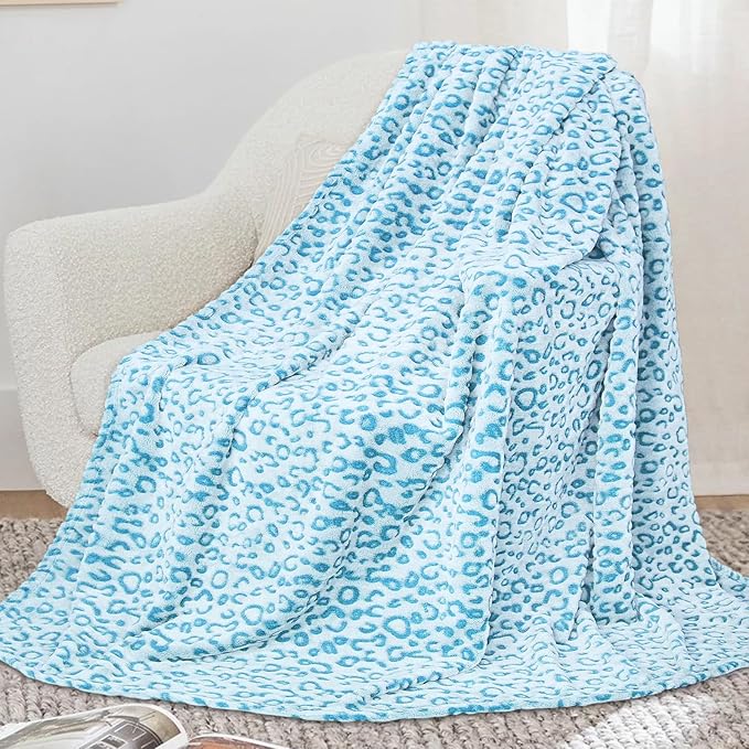 Blue Blanket Lighweight Sky Blue Fleece Blankets Throws Cyan Soft Blanket for Kids Girls Boys Women Men Birthday Gifts Decor Stuff 50x60inch