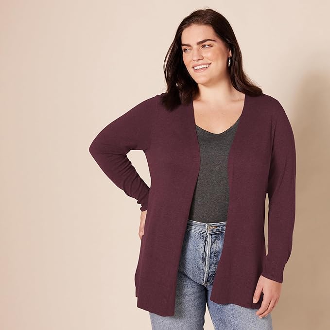 Amazon Essentials Women's Lightweight Long Sleeve Open-Front Cardigan Sweater (Available in Plus Size)