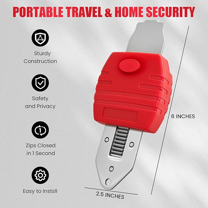 Portable Door Lock for Travel & Home - Hotel Door Locks for Travelers Security, Durable Travel Safety Device for Apartment Airbnb College, Home Security, Travel Essentials, Easy to Use