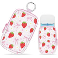 Hand Sanitizer Spray Case, Strawberry Bow Hand Sanitizer Holder Zippered Pouch, Cute Fashion Accessory with Snap Hook for Glow Mist and Power Mist 1FL OZ