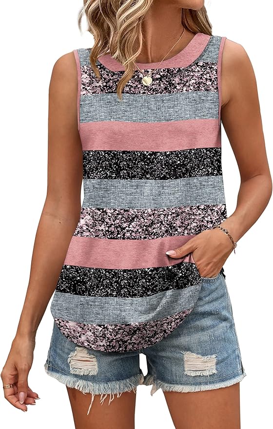 WIHOLL Tank Tops for Women Summer Outfits 2026 Crewneck Spring Casual Sleeveless Shirts Blouses Clothing