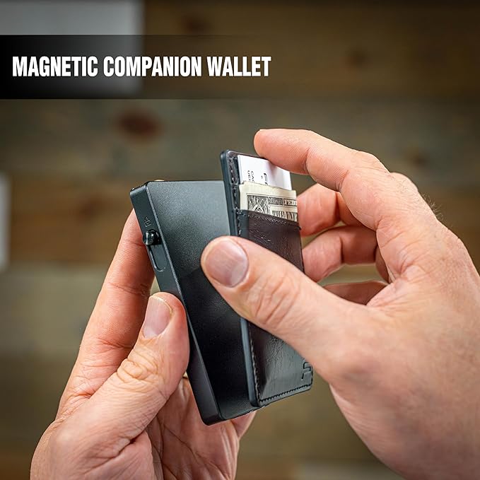 Faraday Wallet - RFID Blocking | Aluminum Credit Card Holder | Slim Minimalist | Locking Button Release | MagSafe Compatible | Money Clip | Genuine Leather