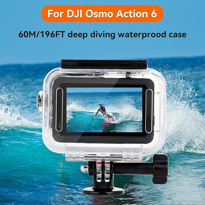 UTEBIT Underwater Waterproof Case for DJI Osmo Action 6 Camera, 196FT/60M Protective Diving Housing with Camera Handle Mount, Quick Release Interface Protective Cover with Float Stick Accessory Kit