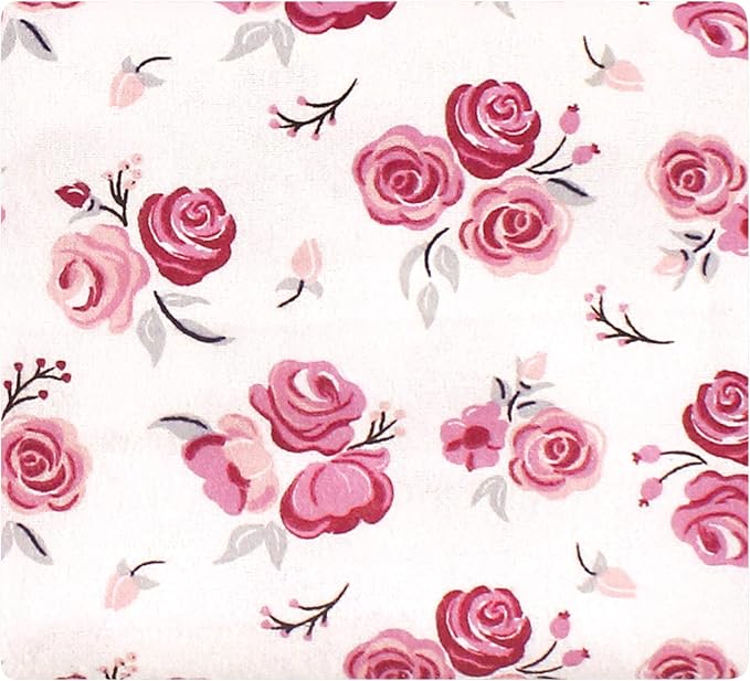 Hudson Baby Unisex Baby Cotton Flannel Receiving Blankets Bundle, Cream Rose, One Size (Pack of 2)
