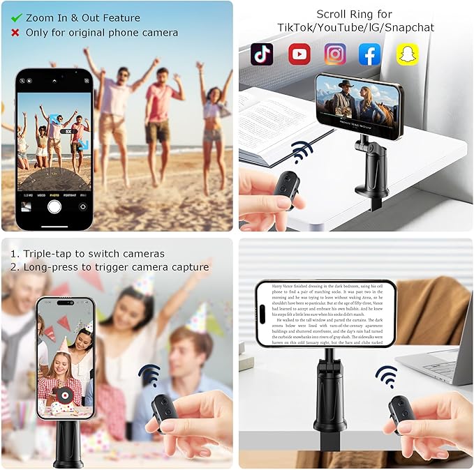 Magnetic Airplane Phone Holder with Page Turner, Plane Phone Stand for Travel Essentials, Handsfree for Flight Smartphone Mount Compatible with iPhone 17/16/15/14/13/12 & Android.