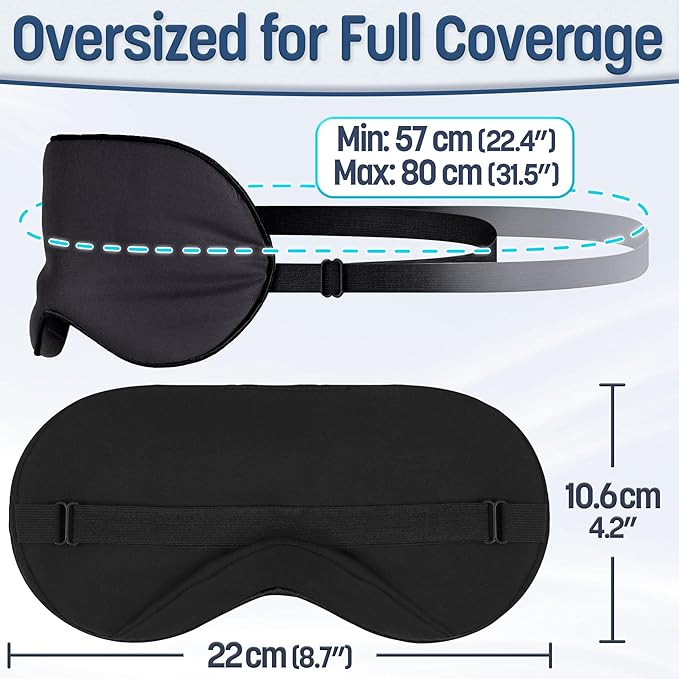 100% Tencel Sleep Eye Mask - Black - Superior to Cotton - Light Blocking Travel Blindfold for Men & Women - Ultra-Soft & Comfortable with Adjustable Strap for Restful Sleep - by JoMo