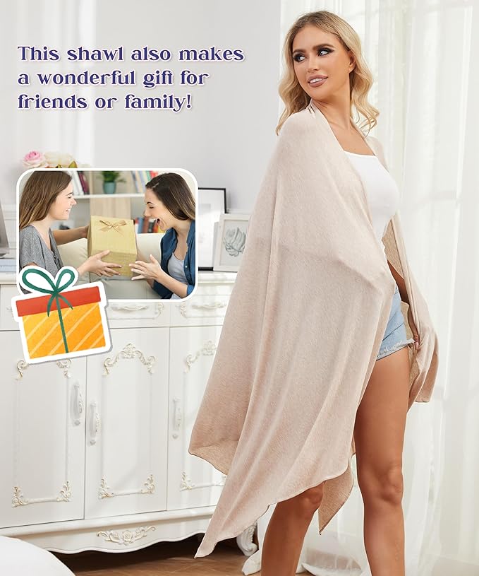 Tencel Cashmere Shawl Wraps for Women,Pashmina Stole Airplane Travel Wool Scarf Blanket Wrap Lightweight UPF 50+