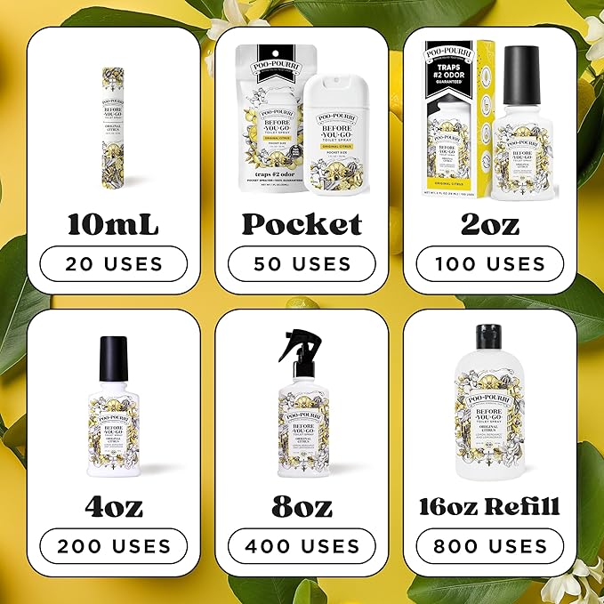 Poo-Pourri Before-You-Go Pocket Toilet Spray, Travel Essentials, Original Citrus, 1 Fl Oz 2 Pack, Up to 50 Uses, On-The-Go Bathroom Odor Deodorizer with Essential Oils, TSA Approved Size