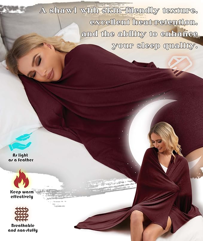Tencel Cashmere Shawl Wraps for Women,Pashmina Stole Airplane Travel Wool Scarf Blanket Wrap Lightweight UPF 50+