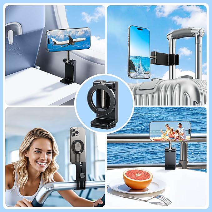 Airplane Phone Holder for Airplane Seat Back, Hands-Free Airplane Travel Essentials, Airplane Cell Phone Holder for iPhone 16,15,14,13,12 & All Phones