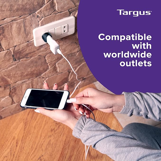 Targus Universal Travel Adapter, International Plug Adapter, Travel Worldwide Power Adapters for Europe, UK, Asia, Africa, LAC, MENA, & USA, Travel Plug Adapter (APK01US1)