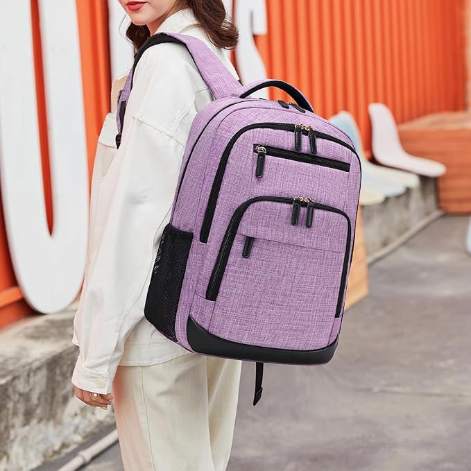 BOVIP Travel Backpack For Men Women,40L Carry On Backpack Flight Approved,TSA Personal Item Travel Bag Fits 17 Inch Laptop,Business Weekender Overnight Daypack Purple