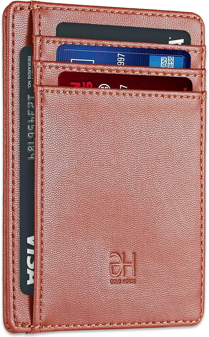 GH GOLD HORSE Slim RFID Blocking Card Holder Minimalist Leather Front Pocket Wallet for Women | Slim, RFID Blocking, Minimalist, Front Pocket