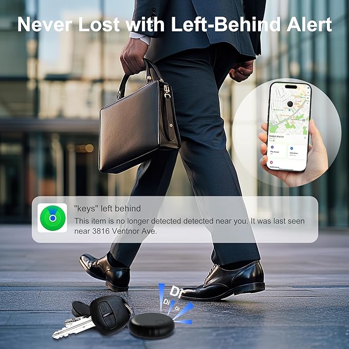 Tracker Tag, Smart Tag Works with Find My App (iOS Only), Keys Finder and Item Locator for Luggage, Backpack, Suitcases and More, Replaceable Battery, IP67 Waterproof Tracking Tags-3 Pack (Black)