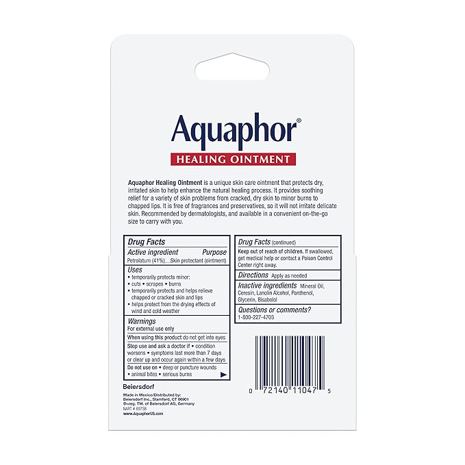Aquaphor Healing Ointment Advanced Therapy Skin Protectant, Dry Skin Body Moisturizer, 0.35 Oz Tube, Pack of 2
