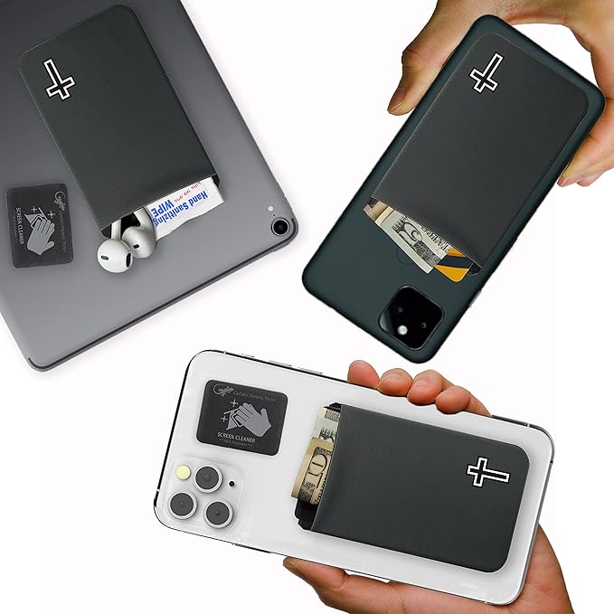 Phone Wallet - Adhesive Card Holder - Cell Phone Pouch - Stick on Lycra Pocket by Gecko - Carry Credit Cards and Cash
