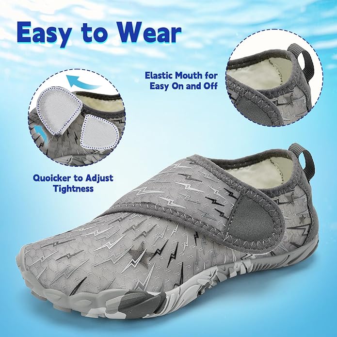 Kids Water Shoes Boys Girls - Wide Toe Box Quick Dry Barefoot Shoes Breathable Non Slip Aqua Athletic Sneakers for Swim Beach Pool Kayak Hiking Sand Walking Travel Essentials (Little Kid/Big Kid)