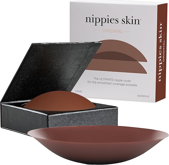 Nippies Nipple Covers for Women - Reusable Sticky Silicone Pasties with Travel Case - Original Circle or Lift Style Available