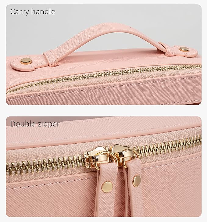 LETGO Clear Makeup Bags - TSA Approved Toiletry Bags with Zipper, Makeup Organizer for Carry-on Travel Essentials, Cosmetic Bags for Women & Men (Large Pink)