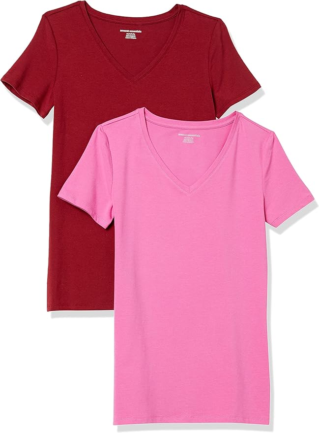 Amazon Essentials Women's Regular-Fit Short-Sleeve T-Shirt (Crewneck and V-Neck Options), Multipacks