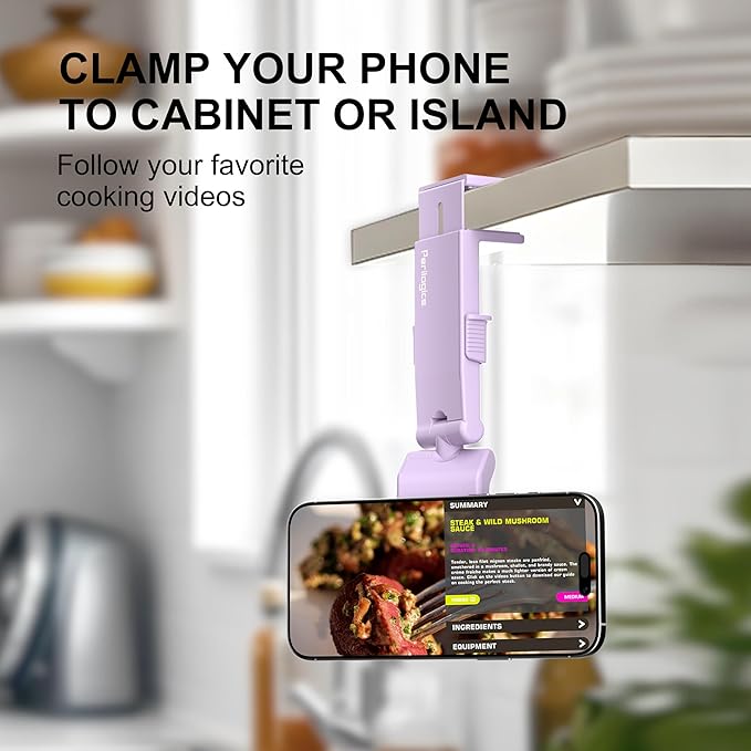 Perilogics Airplane Phone Holder for MagSafe. Universal Phone Mount for Long Flight Airplane Travel Essentials, Cruise Must Haves. Ideal Travel Accessory for Vacation and Content Creators (Lavender)