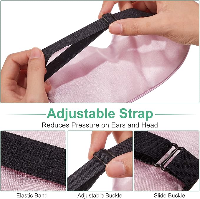6 Pieces Natural Silk Sleep Mask Soft Eye Mask Adjustable Strap Blindfold Eyeshade Smooth Comfortable Eye Cover with Bag for Sleeping(Black, Taro Purple, Navy, Purple, Pink, Gray)
