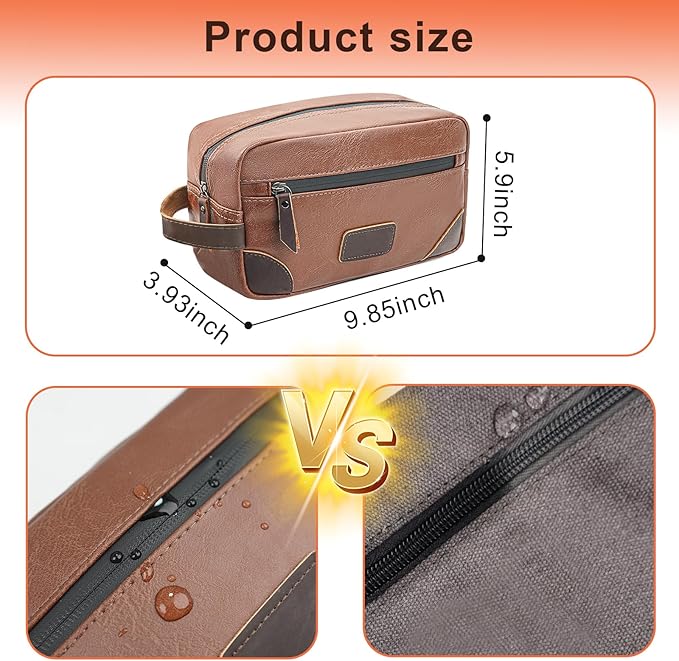 Wohlbege Men's Travel Toiletry Bag - Large Waterproof Organizer, 2 Zippered Pockets for Shaving/Cosmetic,Portable Bathroom Bag for Travel/Gym/Business Trips