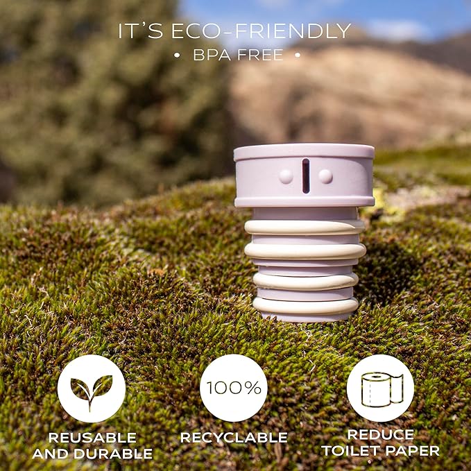 CuloClean Portable Bidet for Toilet, Travel, or Camping. Compatible with Any Plastic Bottle. Discreet, Sanitary or Travel Shower, Attachable Stopper, Backcountry Bidet Nozzle (1pcs Lilac)