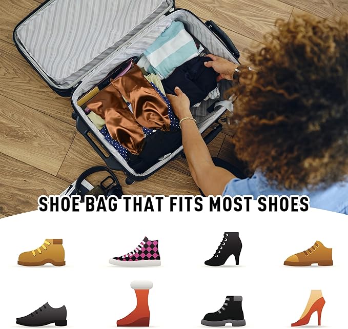 GONGKANGYUAN 4 Pack Shoe Bags for Travel Satin Fabric Shoe Bag with Drawstring for Men Women Travel Protecting Storing Shoes (Violets)