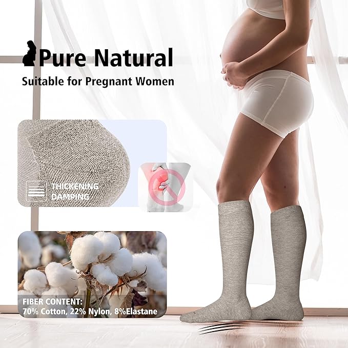 LEVSOX Cotton Compression Socks for Women&Men 20-30mmHg Knee High Cute Support Sock for Nurses Pregnancy Travel