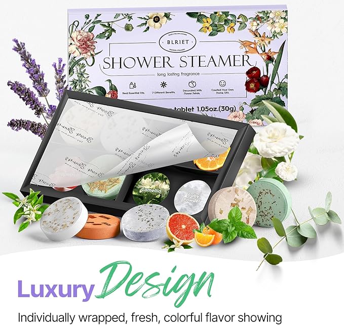 Shower Steamers Aromatherapy Blriet, Mothers Day Gifts for Women, Teen Girls, Wife, Her, Mom, Daughter, Grandma Basket Stuffers Birthday Gifts Decoration Travel Essentials Self Care Home Spa - 8 Pack