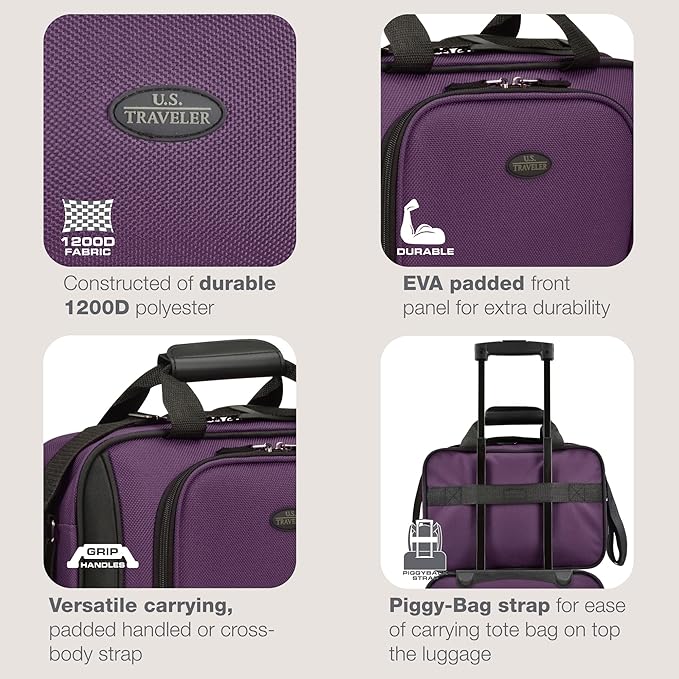 U.S. Traveler Rio 14" Travel Tote Bag, Lightweight 1200D Carry-On Bag for Women & Men, Parent SKU