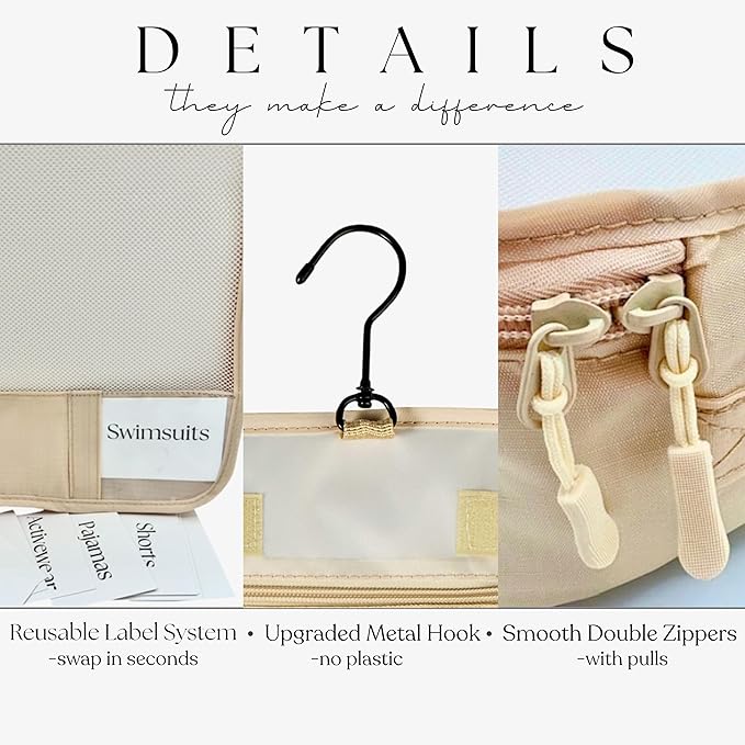 Packing Cubes Set – Cute Packing Cubes for Travel, Luggage Organizer Bags for Suitcase, For Kids & Family, Floral, Neutral & Aesthetic Travel Organizer Set-Beige