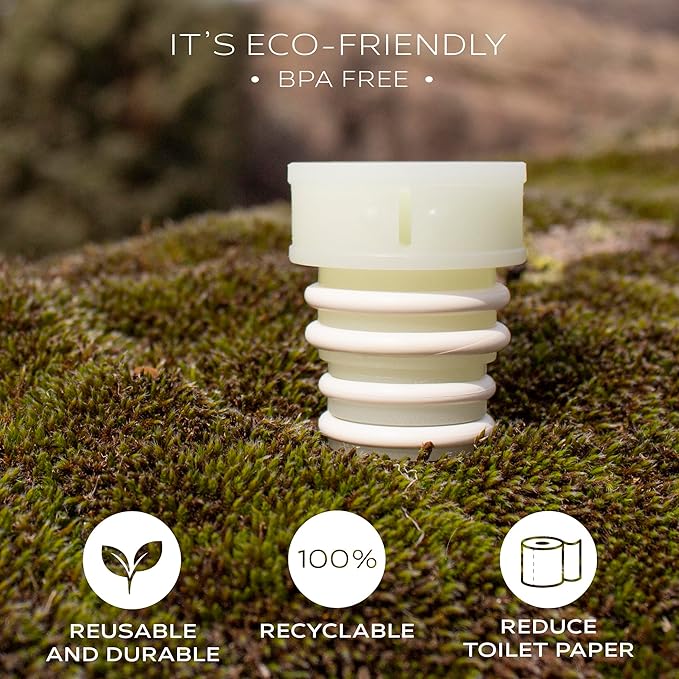 CuloClean Portable Bidet for Toilet, Travel, or Camping. Compatible with Any Plastic Bottle. Discreet, Sanitary or Travel Shower, Attachable Stopper, Backcountry Bidet Nozzle (1pcs Glow in the Dark)