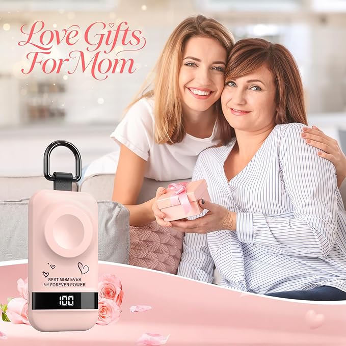 5W Fast Portable Charger for Apple Watch, 2500mAh iWatch Charger for Apple Watch Series 11 1-10/Ultra 3 1-2/SE 3 1-2, Mothers Gifts for Mom from Son Daughter (Pink-Mom)