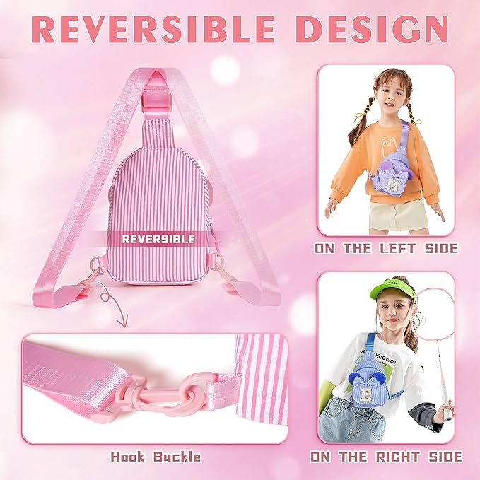 Sling Bag for Girls Kids, Initial Small Crossbody Bags for Girl Kid, Birthday Gifts for 2 3 4 5 6 7 Year Old Girls, Gifts for Kids Cross Body Bag Sling Bags for Girl Kid (Pink E)
