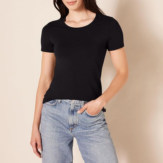 Amazon Essentials Women's Regular-Fit Short-Sleeve T-Shirt (Crewneck and V-Neck Options), Multipacks