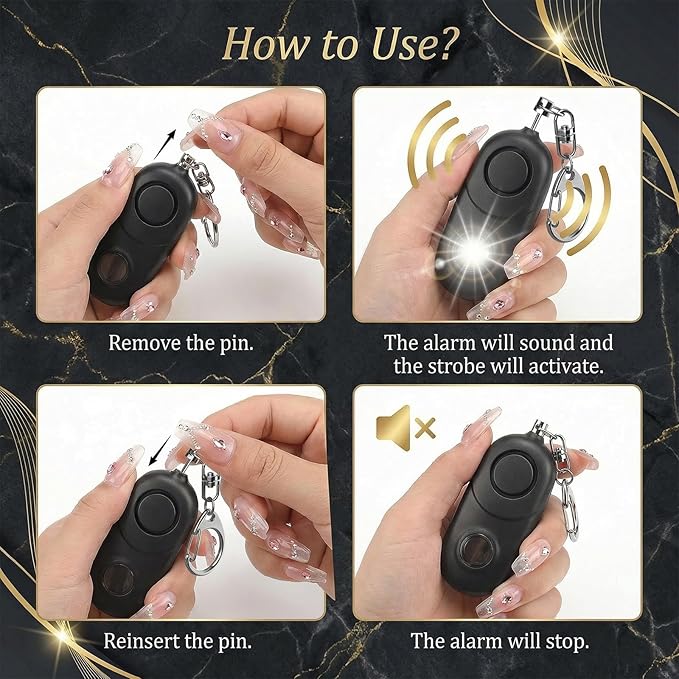 Personal Alarm for Women Keychain Alarm: Qoosea 135dB Emergency Keychain Siren with Strobe Light Loud Siren for Women Kids Students Seniors Emergency Self-Defense for Night Sports