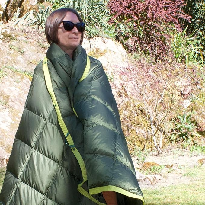 Horizon Hound Down Camping Blanket 650 Fill Power - Ultralight Backpacking Quilt (1lb 6oz) Warm & Water-Resistant 20D Nylon Shell for Outdoors, Camping, Hiking, Travel, & Stadium - Packable