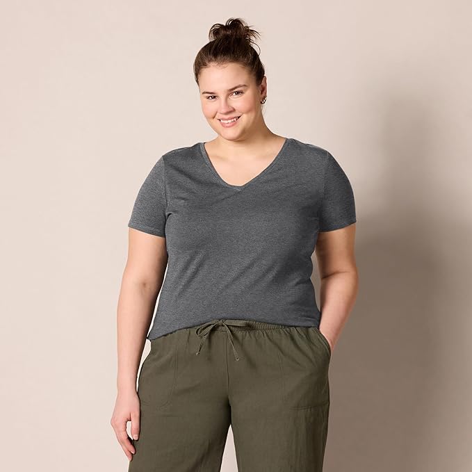 Amazon Essentials Women's Regular-Fit Short-Sleeve T-Shirt (Crewneck and V-Neck Options), Multipacks