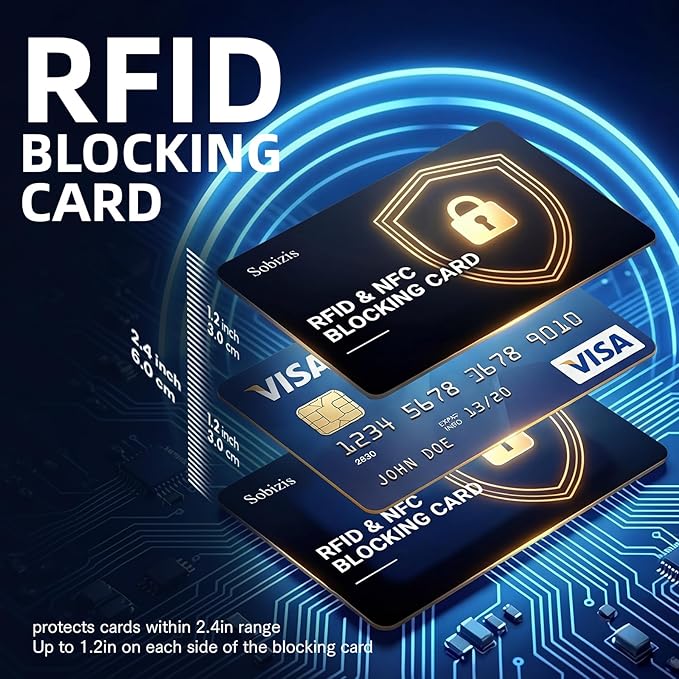 2 Pack RFID Blocking Card, Slim Contactless NFC Debit Credit Card Protector for Wallets,Safe Card RFID Cards Blocker, Anti-Theft for Credit Card Passort ID Card, Travle Accessories for Men & Women