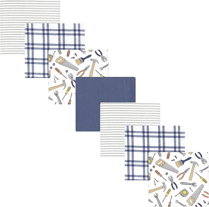 Hudson Baby Unisex Baby Cotton Flannel Receiving Blankets Bundle, Construction Work, One Size