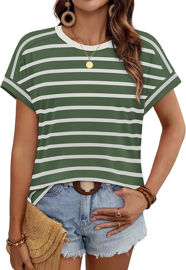 WIHOLL Womens Tops Short Sleeve Shirts Summer Outfits 2026 Spring Dressy Casual Clothes Clothing